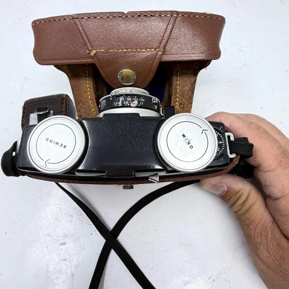 Vintage Argus A-Four 35mm Film Camera f/3.5 44mm Cintar Lens Leather Case Meter
